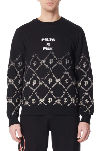 Elevenparis Print Crewneck Sweatshirt In Black