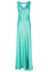 Alberta Ferretti Satin Sleeveless Gown In Green