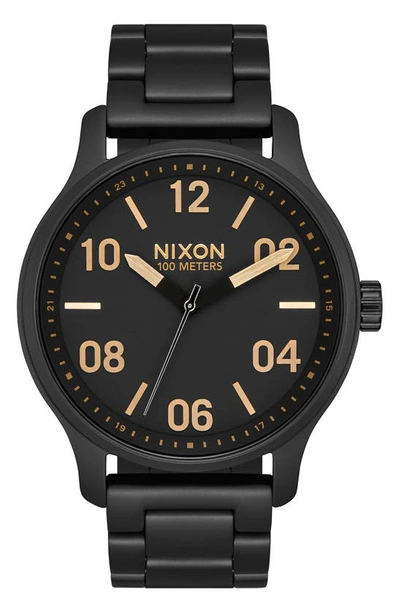 Nixon The Patrol Bracelet Watch, 42mm In Black/ Gold/ Black