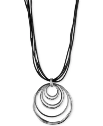 Anne Klein Silver-tone Orbital Pendant Necklace