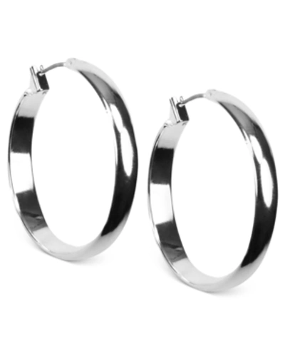 Anne Klein Hoop Earrings, 1.25" In Silver