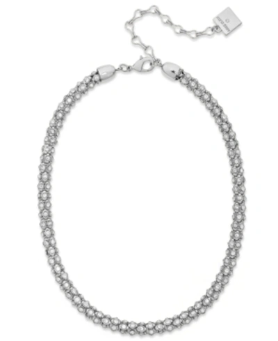 Anne Klein Silver-tone Pave Accent Tubular Collar Necklace
