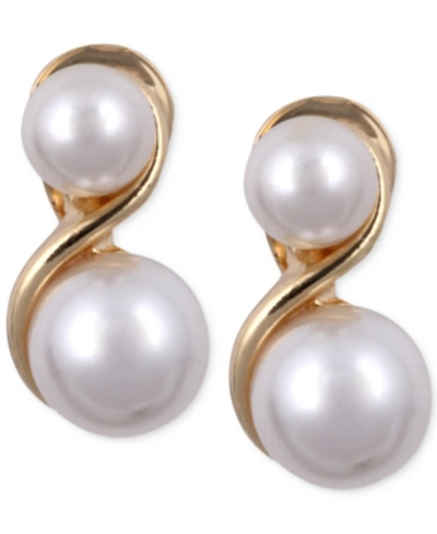 Anne Klein Gold-tone Glass Pearl E-z Comfort Clip-on Earrings