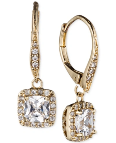 Anne Klein Gold-tone Pave Crystal Drop Earrings