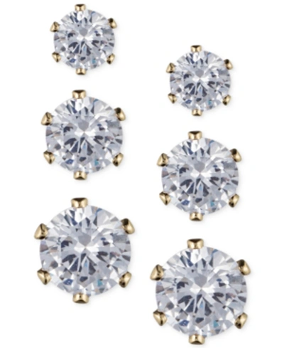 Anne Klein Glass Stone Stud Earring Set In Gold