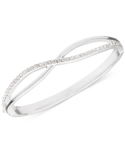 Anne Klein Crystal Crisscross Bangle Bracelet, Created For Macy's In Silver
