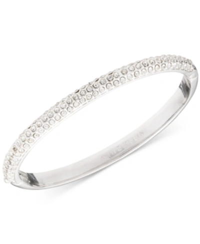 Anne Klein Crystal Pave Bangle Bracelet, Created For Macy's In Silver