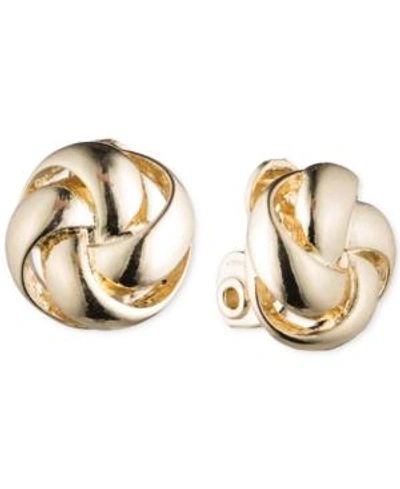 Anne Klein Knot E-z Comfort Clip-on Earrings In Gold