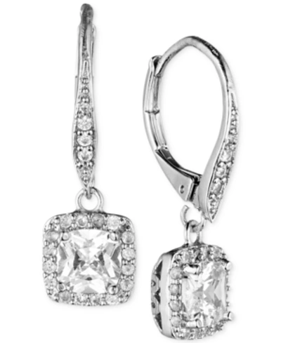 Anne Klein Gold-tone Pave Crystal Drop Earrings In Silver