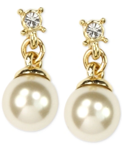 Anne Klein Gold-tone Imitation Pearl Drop Earrings