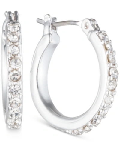 Anne Klein Silver-tone Crystal Small 1/2" Hoop Earrings