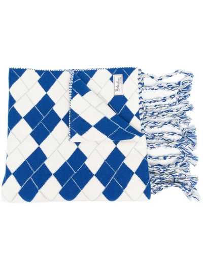 Ader Error Knitted Diamond-pattern Scarf In 蓝色