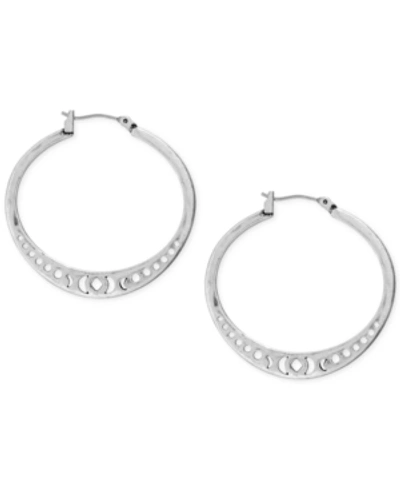 Lucky Brand Silver-tone Openwork 1-3/8" Hoop Earrings