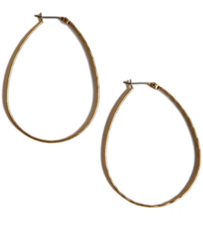 Lucky Brand Earrings, Medium 1-3/4" Oblong Hoop In Silver