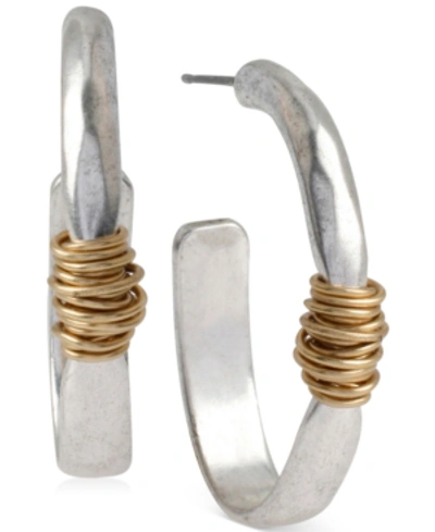 Robert Lee Morris Soho Medium Two-tone Wire-wrapped Oval Hoop Earrings In Two Tone