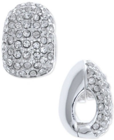 Anne Klein Silver-tone Black Crystal Huggie E-z Comfort Clip-on Earrings