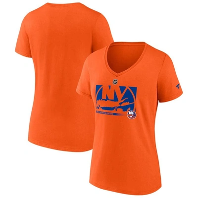 Fanatics Branded Orange New York Islanders Authentic Pro Core Collection Secondary Logo V-neck T-shi