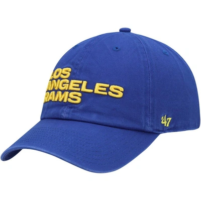 47 ' Royal Los Angeles Rams Clean Up Team Script Adjustable Hat
