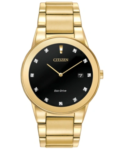 Citizen Men's Eco-drive Axiom Diamond Accent Gold-tone Stainless Steel Bracelet Watch 40mm Au1062-56g In Assorted