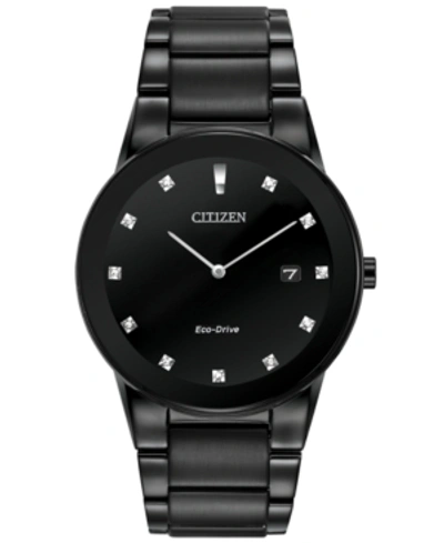 Citizen Men's Eco-drive Axiom Diamond Accent Black Ion-plated Stainless Steel Bracelet Watch 40mm Au1065-58g