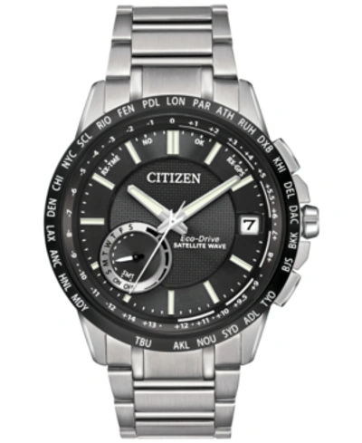 Citizen Men's Eco-drive Satellite Wave-world Time Gps Stainless Steel Bracelet Watch 44mm Cc3005-85e