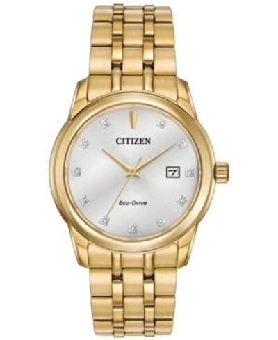 Citizen Men's Eco-drive Diamond Accent Gold-tone Stainless Steel Bracelet Watch 39mm Bm7342-50a