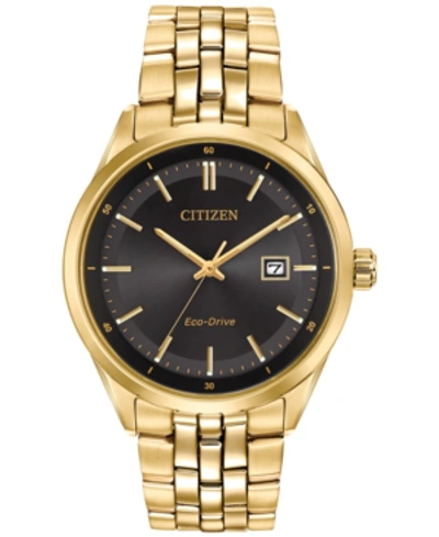 Citizen Men's Eco-drive Gold-tone Stainless Steel Bracelet Watch 41mm Bm7252-51e In Black / Gold Tone / Yellow