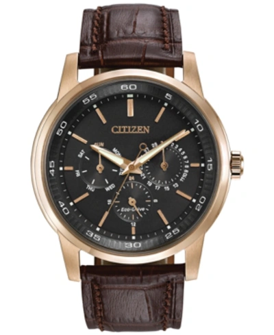 Citizen Men's Dress Eco-drive Black-brown Leather Strap Watch 44mm Bu2013-08e In Black / Brown / Gold Tone / Rose / Rose Gold Tone