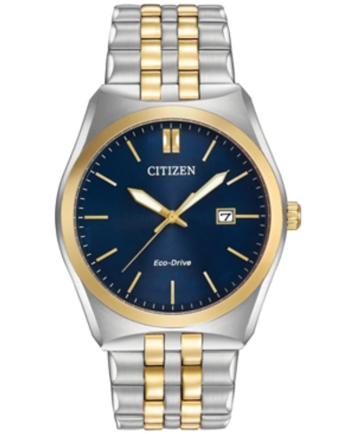 Citizen Men's Eco-drive Two-tone Stainless Steel Bracelet Watch 40mm Bm7334-58l In Two Tone  / Blue / Gold Tone