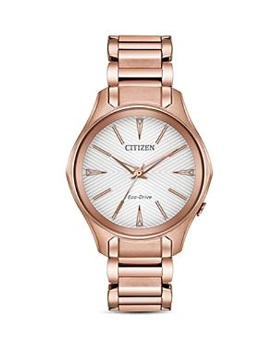 Citizen Eco-drive Women's Silhouette Pink Gold-tone Stainless Steel Bracelet Watch 35mm In Rose Gold