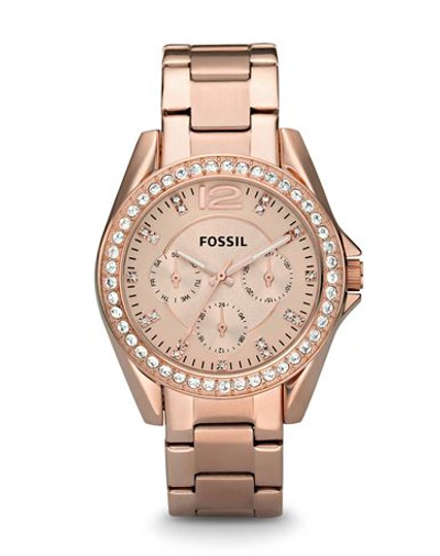 Fossil Women's Riley Rose Gold Plated Stainless Steel Bracelet Watch 38mm