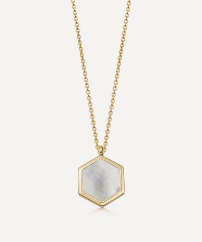 Astley Clarke Deco 18ct Yellow Gold-plated Vermeil Sterling-silver And Mother Of Pearl Necklace