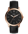 Fossil Men's The Minimalist Black Leather Strap Watch 44mm