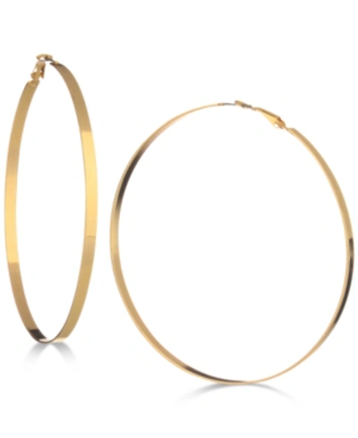 Guess 3-3/4" Flat-edge Hoop Earrings In Gold