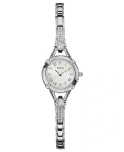 Guess Watch, Women's Silver Tone Bracelet 22mm U0135l1 In Silver Tone,white