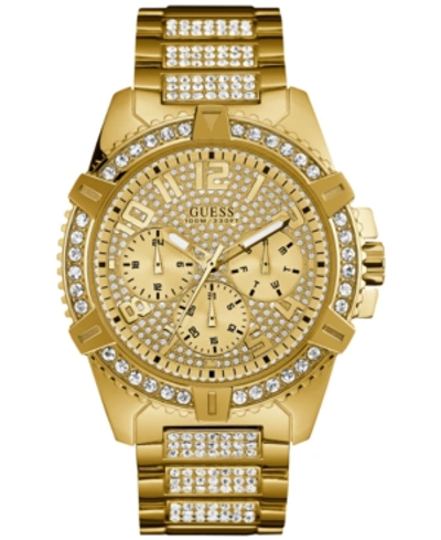 Guess Men's Crystal Gold-tone Stainless Steel Bracelet Watch 46mm