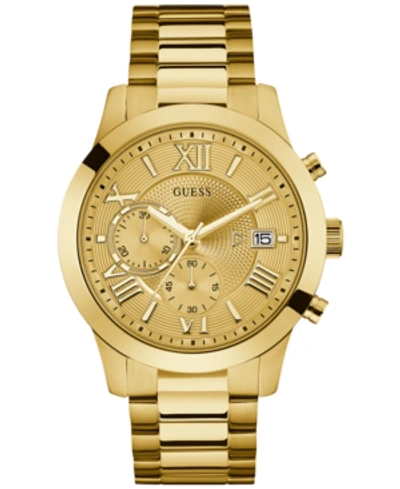 Guess Men's Chronograph Gold-tone Stainless Steel Bracelet Watch 45mm In Gold Tone