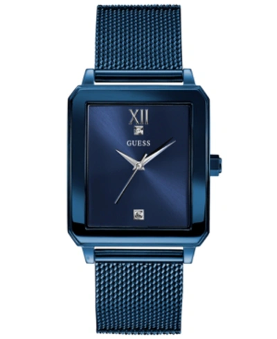 Guess Men's Diamond-accent Blue Stainless Steel Mesh Bracelet Watch 40x35mm