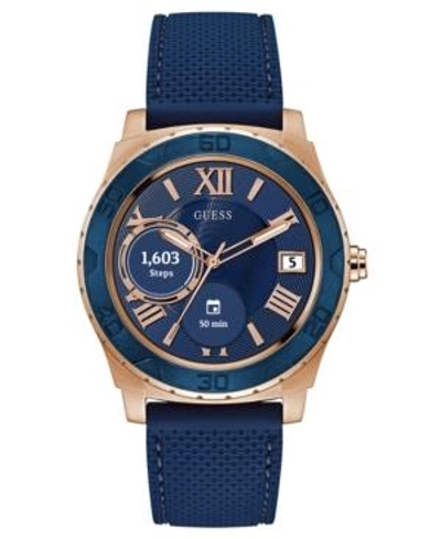 Guess Connect Men's Blue Silicone Strap Touchscreen Smart Watch 44mm