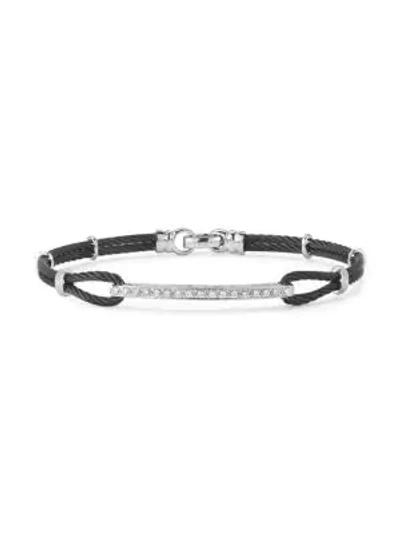 Alor Women's Noir Diamond, Stainless Steel And 18k White Gold Bracelet In Black