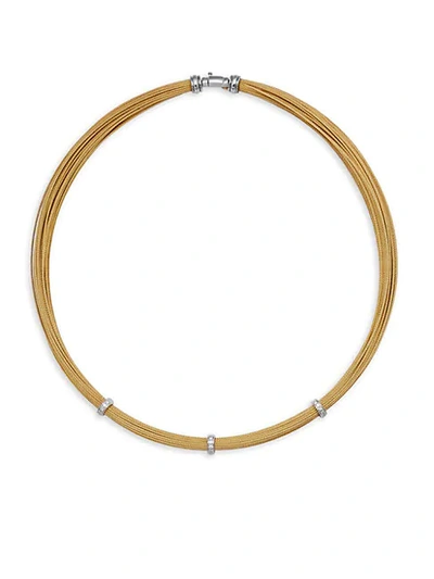Alor Goldtone Stainless Steel, 18k White Gold & Diamond Necklace