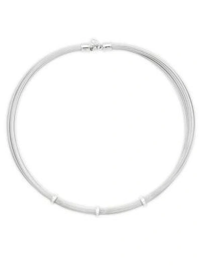 Alor 18k Gold & Diamond Stainless Steel Cable Necklace In White Gold