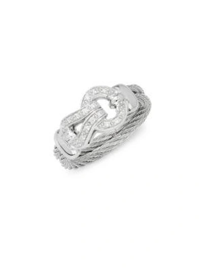 Alor 18k White Gold, Stainless Steel & Diamond Ring