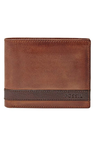 Fossil Quinn Leather Bifold Wallet In Brown