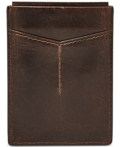 Fossil Men's Leather Derrick Rfid Card Case In Brown