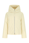 Jil Sander High Collar Hooded Quilted Down Jacket In White