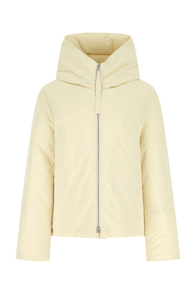 Jil Sander Recycled Polyester Cropped Down Jacket In Beige