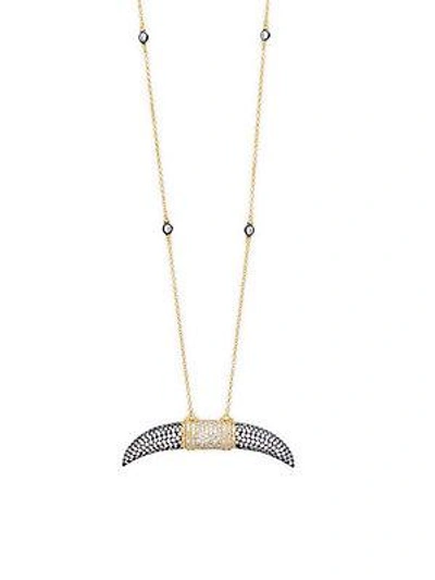 Freida Rothman Crystal Long Pav&eacute; Horn Chain Necklace