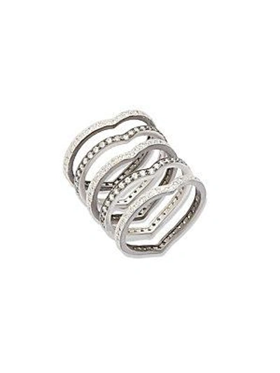 Freida Rothman Contemporary Deco Cubic Zirconia And Sterling Silver Five Stack Ring Set