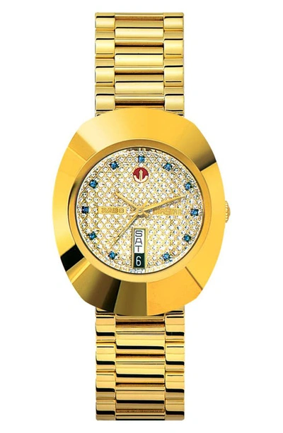 Rado Men's Swiss Original Diastar Gold-tone Stainless Steel Bracelet Watch 35mm